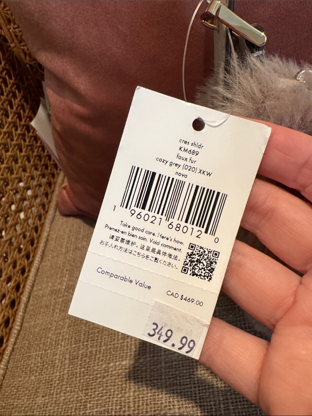NWT Kate Spade Nova Faux Fur Shoulder Bag - Gray - Picture 6 of 8